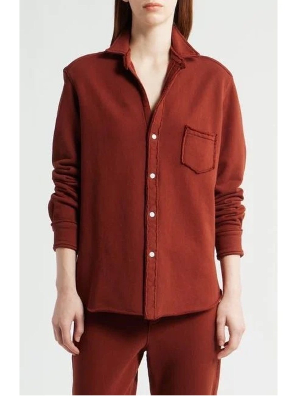 Frank & Eileen EILEEN Triple Terry Button Up Shirt in Redwood